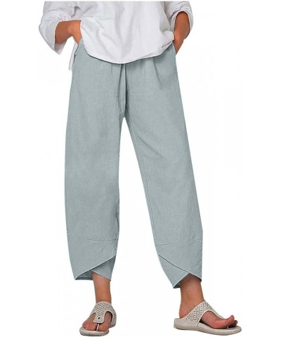 Women Summer Casual Pants Loose Fitting Boho Beach Pant Cotton Linen Beach Trousers Trendy Ladies Clothes Light Blue 7 $8.39 ...