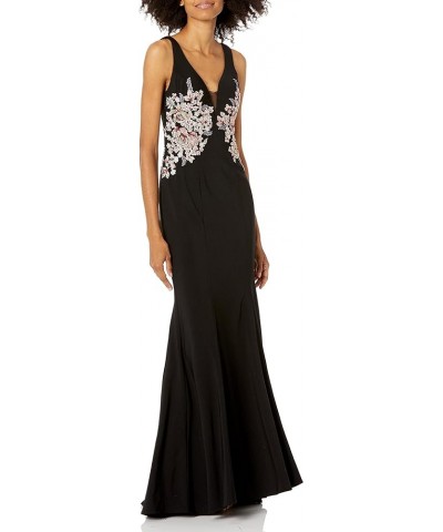 Women's Long Ity Dress with Embroidery Black $76.74 Dresses