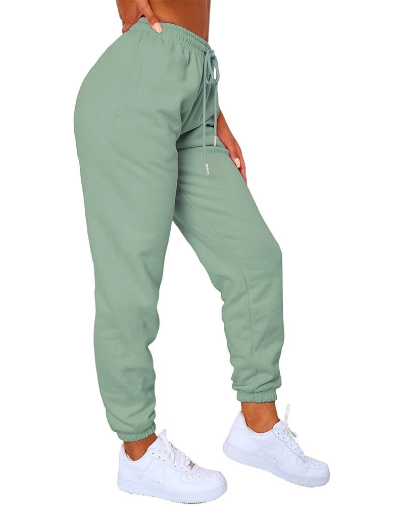 Womens Winter High Waisted Sweatpants Drawstring Jogger Sweat Pants Cinch Bottom Workout Trousers Basil $14.10 Activewear