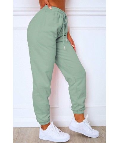 Womens Winter High Waisted Sweatpants Drawstring Jogger Sweat Pants Cinch Bottom Workout Trousers Basil $14.10 Activewear