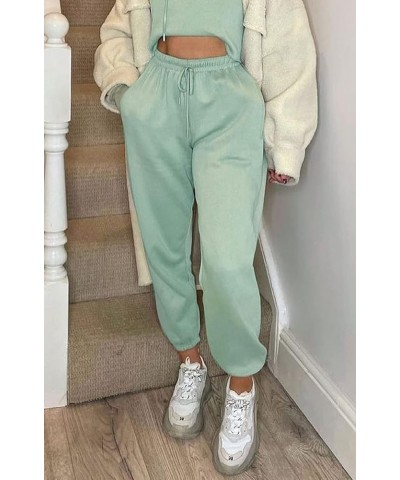 Womens Winter High Waisted Sweatpants Drawstring Jogger Sweat Pants Cinch Bottom Workout Trousers Basil $14.10 Activewear