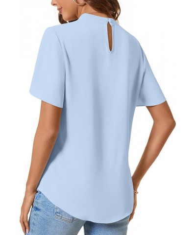 Womens Summer Tops Dressy Casual T-Shirts Chiffon Loose fit Tunic Blouses Light Blue $13.92 Tops