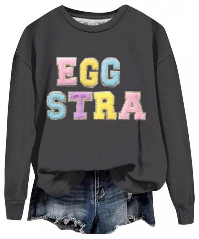 St Patricks Day/Easter Shirt For Women: Fashionable Casual Long Sleeve Crewneck Trendy Sweatshirts Spring Fall B-dark Gray $7...