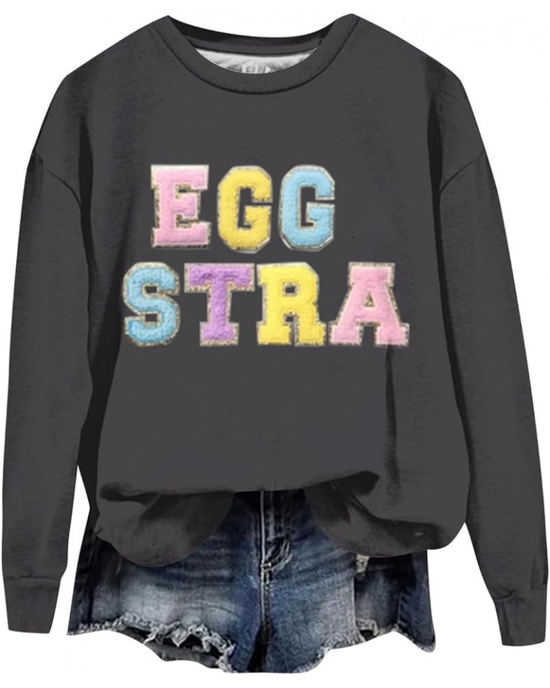 St Patricks Day/Easter Shirt For Women: Fashionable Casual Long Sleeve Crewneck Trendy Sweatshirts Spring Fall B-dark Gray $7...