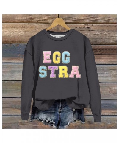 St Patricks Day/Easter Shirt For Women: Fashionable Casual Long Sleeve Crewneck Trendy Sweatshirts Spring Fall B-dark Gray $7...