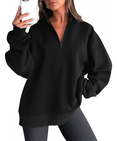 Women's Casual Long Sleeve Oversized Half Zip Pullover Loose Fit Hoodies Sweatshirts Tunic Tops Black $11.98 Hoodies & Sweats...