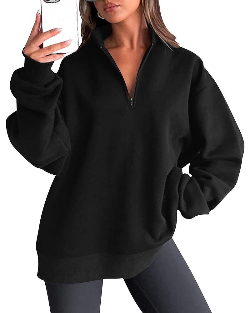 Women's Casual Long Sleeve Oversized Half Zip Pullover Loose Fit Hoodies Sweatshirts Tunic Tops Black $11.98 Hoodies & Sweats...