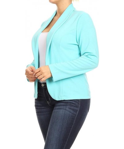 Women's Plus Size Casual Solid Basic Long Sleeve Blazer Cardigan Jacket/Made in USA Mbl00348 Aqua $15.37 Blazers