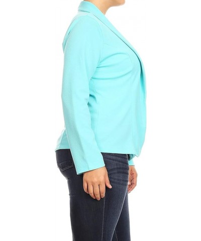 Women's Plus Size Casual Solid Basic Long Sleeve Blazer Cardigan Jacket/Made in USA Mbl00348 Aqua $15.37 Blazers