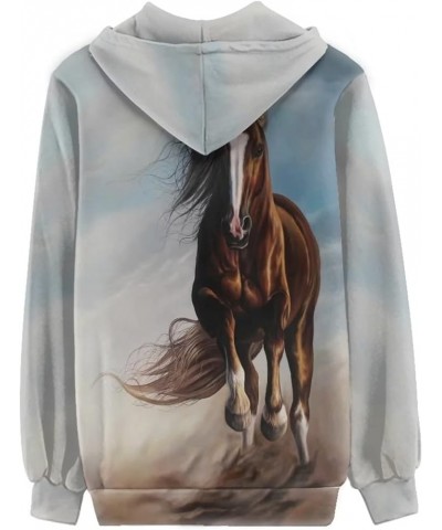 Women Y2K Hoodie Zip Up Sweatshirt Vintage Jackets Hooded Cardigan Wild Horse $19.45 Hoodies & Sweatshirts