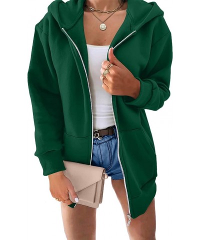 Hoodies for Women Zip Up Oversized Sweatshirts Fall Jackets with Pockets 2-green-fleece $12.50 Hoodies & Sweatshirts