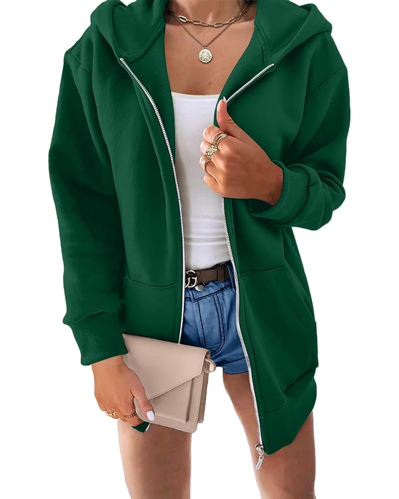 Hoodies for Women Zip Up Oversized Sweatshirts Fall Jackets with Pockets 2-green-fleece $12.50 Hoodies & Sweatshirts