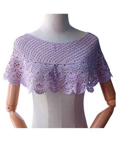 1 Pcs Embroidered Lace Hollow Shawl Embroidered Collar Short Style Small Shoulder Clothing Blouse Thin Style (Lilac Colour) L...