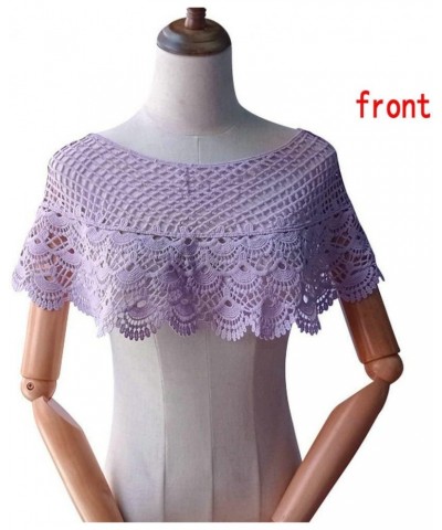 1 Pcs Embroidered Lace Hollow Shawl Embroidered Collar Short Style Small Shoulder Clothing Blouse Thin Style (Lilac Colour) L...