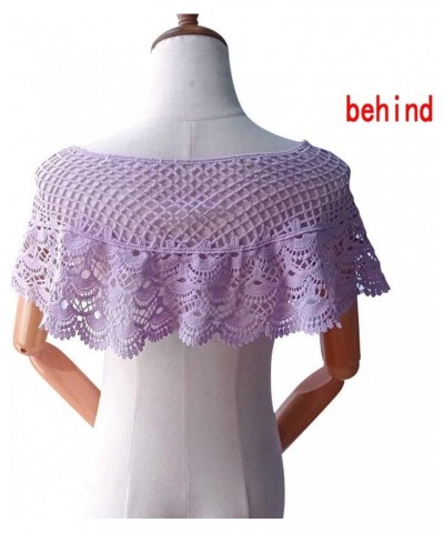 1 Pcs Embroidered Lace Hollow Shawl Embroidered Collar Short Style Small Shoulder Clothing Blouse Thin Style (Lilac Colour) L...