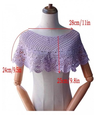 1 Pcs Embroidered Lace Hollow Shawl Embroidered Collar Short Style Small Shoulder Clothing Blouse Thin Style (Lilac Colour) L...