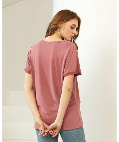 Women's Cupro Modal Basic Casual Rolled Short Sleeve Scoop Neck Tunic T-Shirts 1020 / Terracota $9.23 Tops