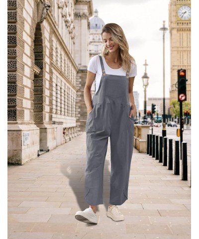 Women Cotton Overalls Casual Loose Adjustable Straps Bib Pants Tulip Wide Leg Jumpsuits with Pockets PZJ Gray $20.39 Overalls