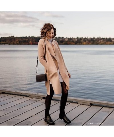 Women's Classy Light Tan/Black Open Front Knit Coat Cardigan Light Tan $25.25 Sweaters