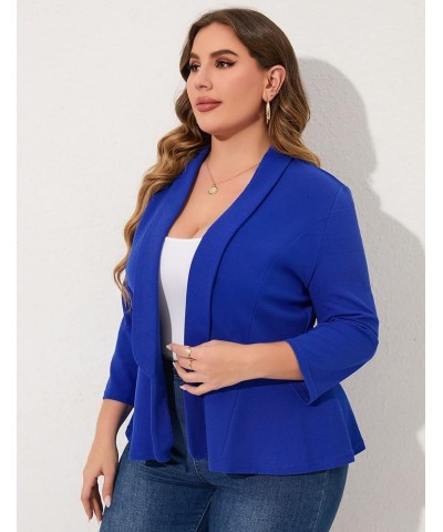 Women Plus Size Casual Blazer Open Front Long Sleeve Work Office Cardigan Jackets Jewel Blue $22.78 Blazers