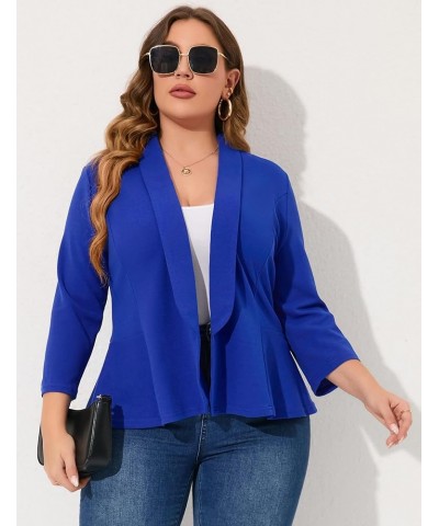 Women Plus Size Casual Blazer Open Front Long Sleeve Work Office Cardigan Jackets Jewel Blue $22.78 Blazers