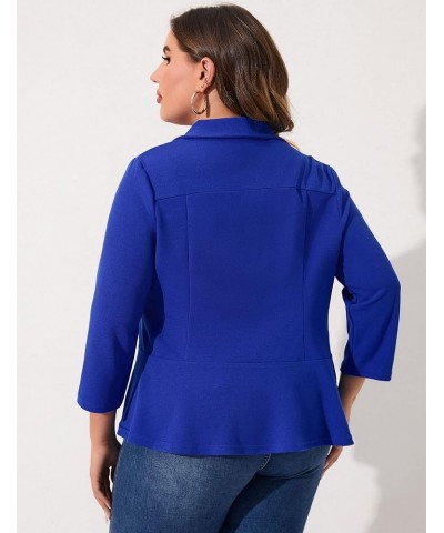 Women Plus Size Casual Blazer Open Front Long Sleeve Work Office Cardigan Jackets Jewel Blue $22.78 Blazers