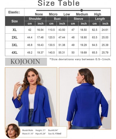 Women Plus Size Casual Blazer Open Front Long Sleeve Work Office Cardigan Jackets Jewel Blue $22.78 Blazers