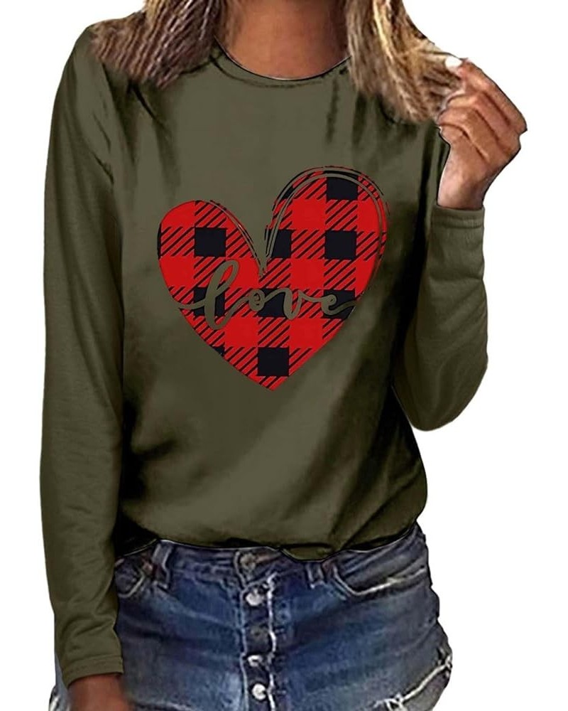 Tops for Women 3/4 Sleeves Trendy Heart Wine Glass Printed Valentine Sweatshirt Crew Neck Love Heart Graphic Tee Top 5-ag $8....