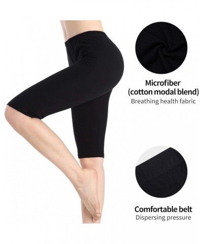 Women Under Dress Tight Shorts Stretch Knee Length Pants Thin Yoga Short Leggings Z:2p 1*black &Lace Black $9.38 Leggings