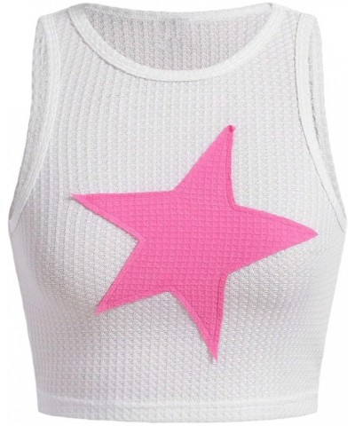 Women's Star Print Sleeveless Tank T Shirt Casual Crop Top White a $10.39 Tanks