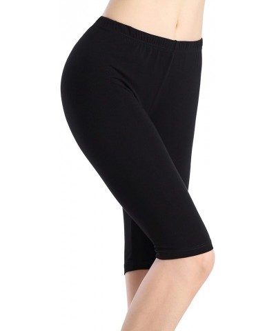 Women Under Dress Tight Shorts Stretch Knee Length Pants Thin Yoga Short Leggings Z:2p 1*black &Lace Black $9.38 Leggings