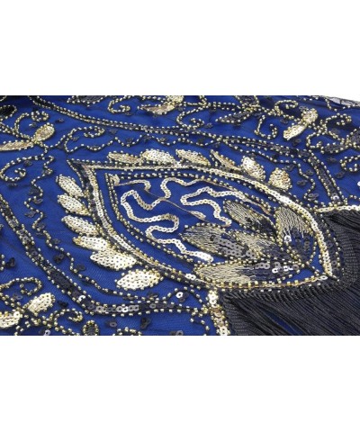 Women 1920S Sleeve Fringed Gatsby Flapper Prom Dress W/Accessories Gold Blue $35.94 Dresses