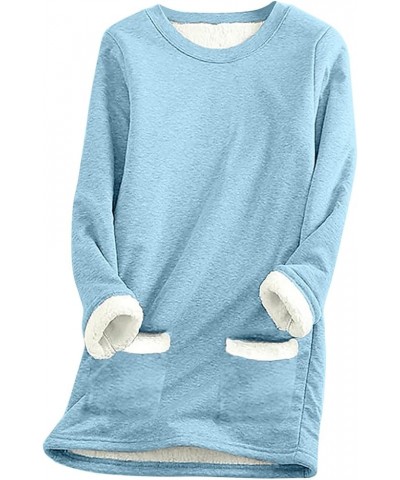 Plus Size Christmas Sweater for Women Cute Holiday Graphic Sweatshirt Thermal Sherpa Fleece Lined Undershirt Light Blue8 $10....