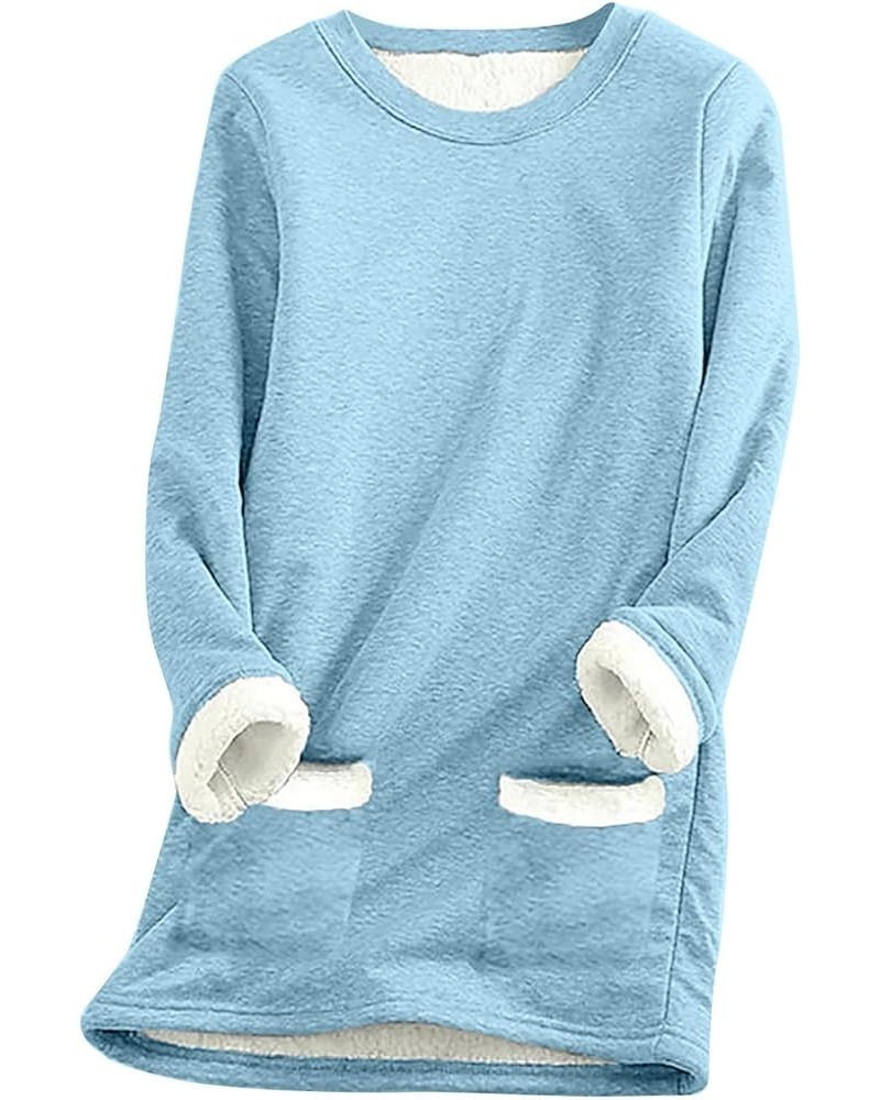 Plus Size Christmas Sweater for Women Cute Holiday Graphic Sweatshirt Thermal Sherpa Fleece Lined Undershirt Light Blue8 $10....