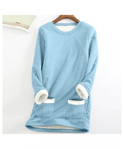 Plus Size Christmas Sweater for Women Cute Holiday Graphic Sweatshirt Thermal Sherpa Fleece Lined Undershirt Light Blue8 $10....