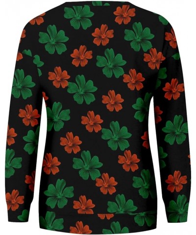 Women Shamrock Crew Neck Long Sleeve Shirt Casual Fit Pullover Clover St Patricks Day Tunic Tops to Wear with Leggings 06-flu...