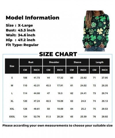 Women Shamrock Crew Neck Long Sleeve Shirt Casual Fit Pullover Clover St Patricks Day Tunic Tops to Wear with Leggings 06-flu...