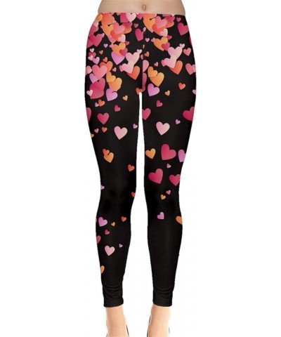 Womes Stretchy Tights Red Happy Valentines Day Heart Love Couple Sweet Leggings, XS-5XL Heart Black $15.89 Leggings