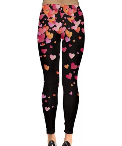 Womes Stretchy Tights Red Happy Valentines Day Heart Love Couple Sweet Leggings, XS-5XL Heart Black $15.89 Leggings