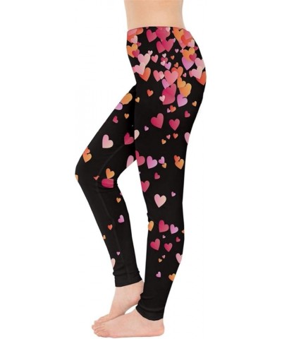 Womes Stretchy Tights Red Happy Valentines Day Heart Love Couple Sweet Leggings, XS-5XL Heart Black $15.89 Leggings