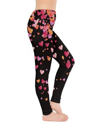 Womes Stretchy Tights Red Happy Valentines Day Heart Love Couple Sweet Leggings, XS-5XL Heart Black $15.89 Leggings