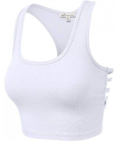 Women's Exercise Sports Fitness Slim Racerback Caging Shirts Tank Tops 964-white-017 $8.99 Activewear