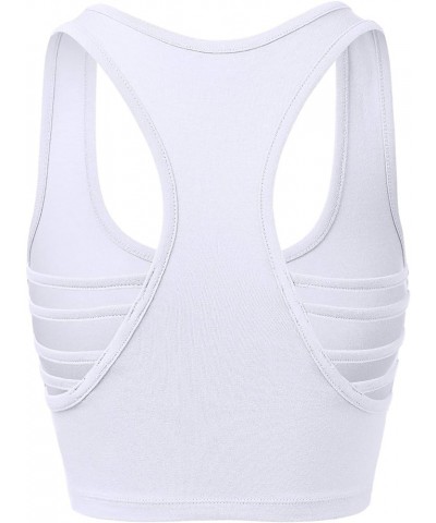 Women's Exercise Sports Fitness Slim Racerback Caging Shirts Tank Tops 964-white-017 $8.99 Activewear