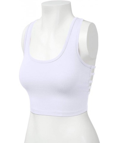 Women's Exercise Sports Fitness Slim Racerback Caging Shirts Tank Tops 964-white-017 $8.99 Activewear