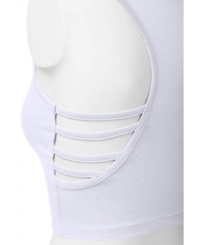 Women's Exercise Sports Fitness Slim Racerback Caging Shirts Tank Tops 964-white-017 $8.99 Activewear