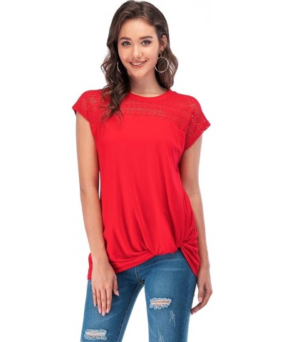 Women's Casual Short Sleeve V Neck Summer T Shirts Loose Basic Cute Tee Tops Red $15.00 T-Shirts