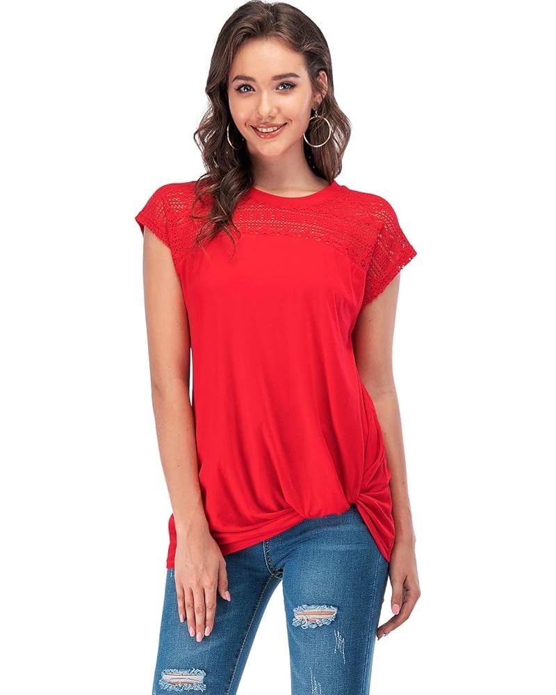 Women's Casual Short Sleeve V Neck Summer T Shirts Loose Basic Cute Tee Tops Red $15.00 T-Shirts