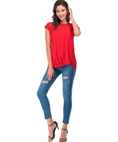 Women's Casual Short Sleeve V Neck Summer T Shirts Loose Basic Cute Tee Tops Red $15.00 T-Shirts