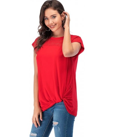 Women's Casual Short Sleeve V Neck Summer T Shirts Loose Basic Cute Tee Tops Red $15.00 T-Shirts