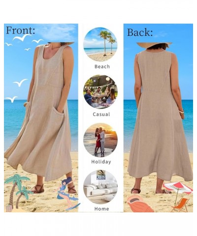 Tank Dress for Women, Linen Sleeveless Casual Tropical Dress Hawaiian Beach Plus Size Maxi Dress for Women 2024 12-gray $6.42...